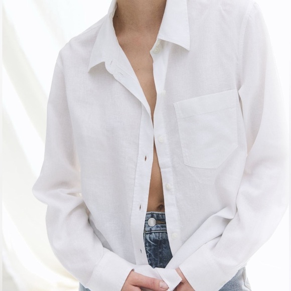 H&M Linen-bland White Cotton Shirt size M - Picture 2 of 4